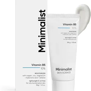 Minimalist Vitamin B5 10% Oil-Free Moisturizer for Face, Lightweight Gel Moisturizer for Oily & Combination Skin, Barrier Repair Face Cream with Glycerine 30gm