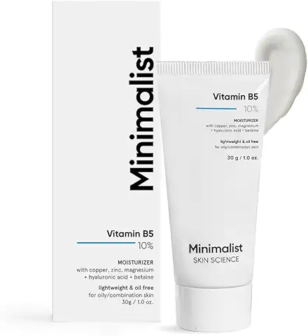 Minimalist Vitamin B5 10% Oil-Free Moisturizer for Face, Lightweight Gel Moisturizer for Oily & Combination Skin, Barrier Repair Face Cream with Glycerine 30gm